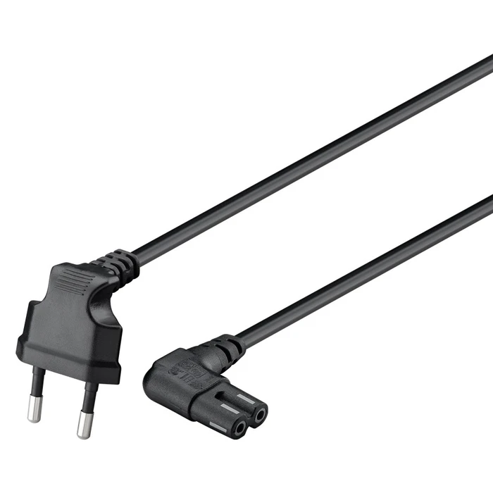 Καλώδιο Τροφοδοσίας Goobay Euro 97346, γωνιακό, 2x0.75 mm², 1m, μαύρο