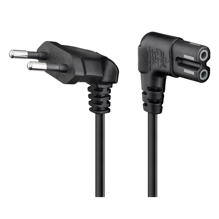 Καλώδιο Τροφοδοσίας Goobay Euro 97350, γωνιακό, 2x0.75 mm², 2m, μαύρο