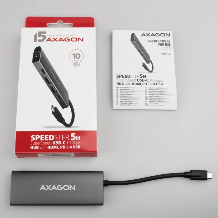 Docking Station Axagon HMC-5G21 10Gbps hub 5in 1 HDMI + 2x USB-A/USB-C