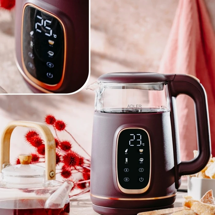 Βραστήρας Adler 1.7 l LED display, temperature control AD 1305 burgundy