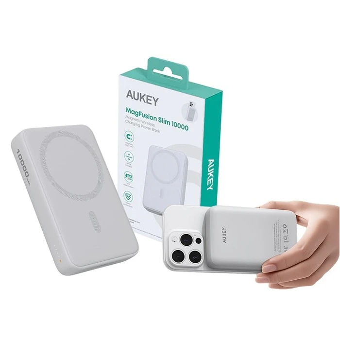 Power Bank Aukey PB-MS04 White Qi2 10000mAh 20W/ MagSafe PD