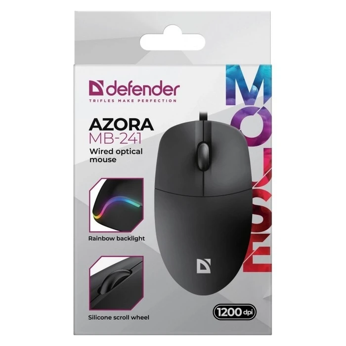 Ποντίκι Ενσύρματο Defender AZORA MB-24 1 1200 DPI Black