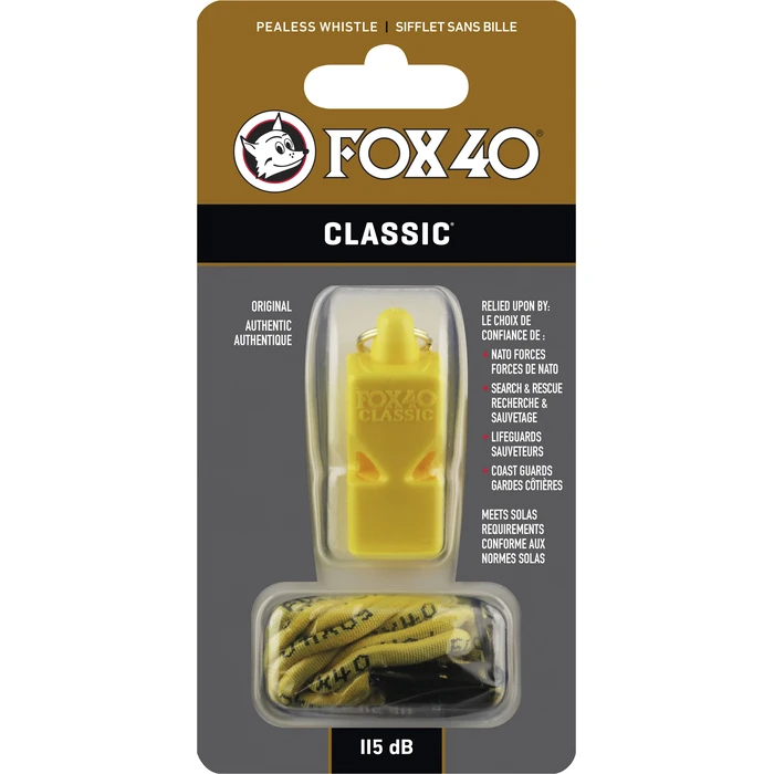 Σφυρίχτρα Fox40 Classic Safety Κίτρινη με Κορδόνι