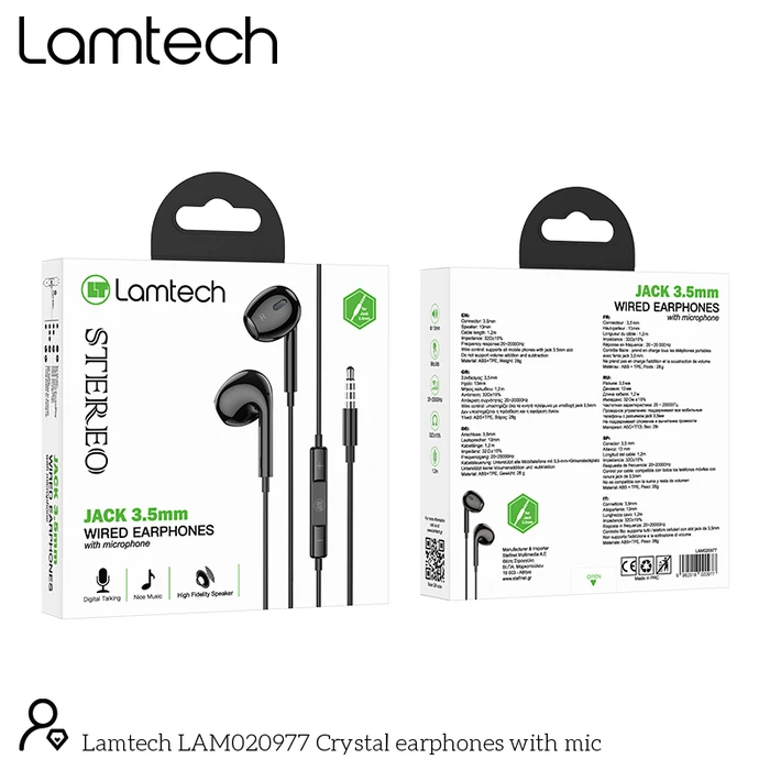 Handsfree Ακουστικά Lamtech Stereo 3,5mm JACK Black