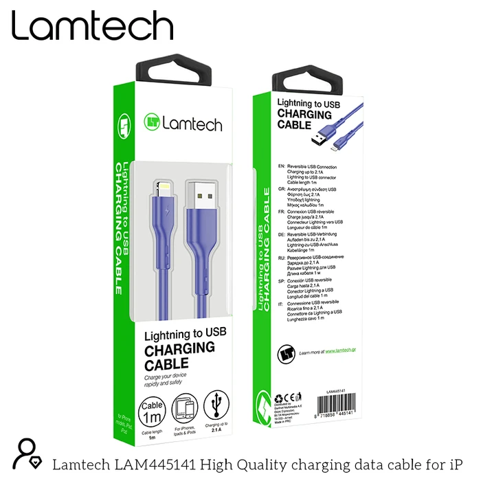 Καλώδιο Lightning Lamtech Lightning 1m BLUE