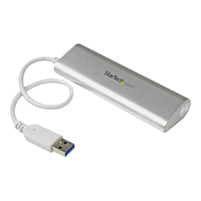 USB Hub StarTech Compact 3.0 with Built-in Cable - Aluminum - Silver - 4 ports