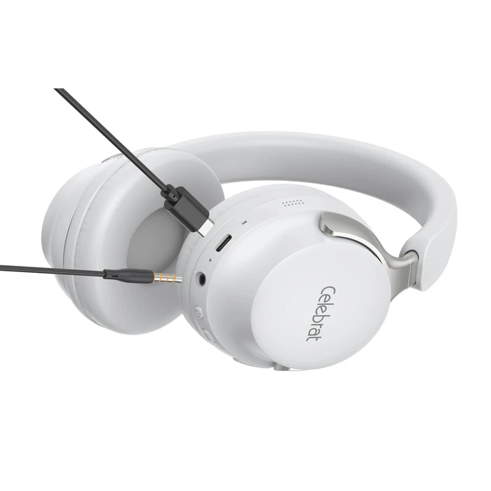 Headphones Celebrat A40, ασύρματα & ενσύρματα, 40mm, 250mAh, Λευκά