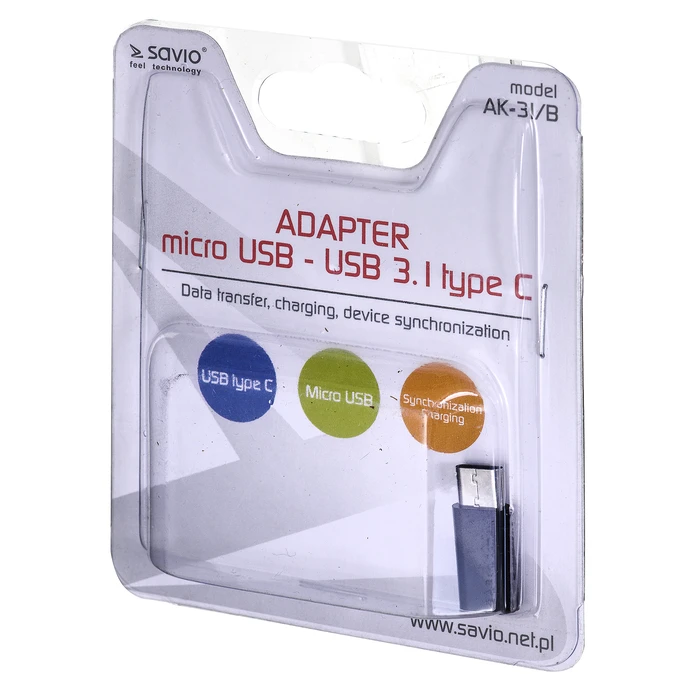 Αντάπτορας USB Savio AK-31 / B Micro USB 3.1 Typ C Black