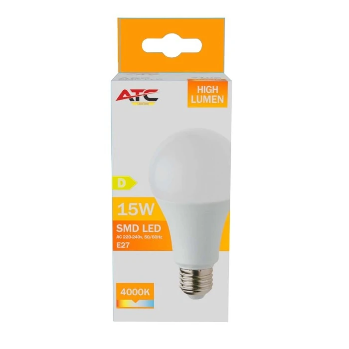 Atc Λαμπτήρας LED SMD High Lumen A60 15W 4000K E27