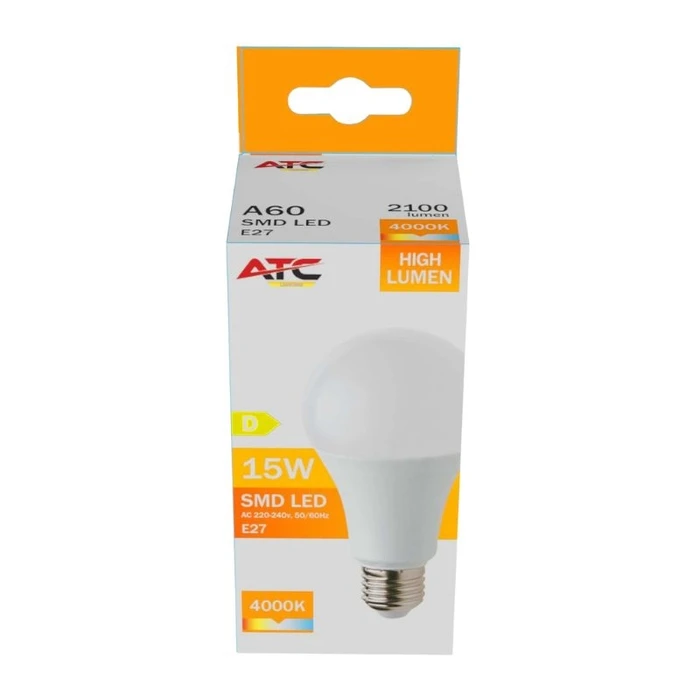 Atc Λαμπτήρας LED SMD High Lumen A60 15W 4000K E27