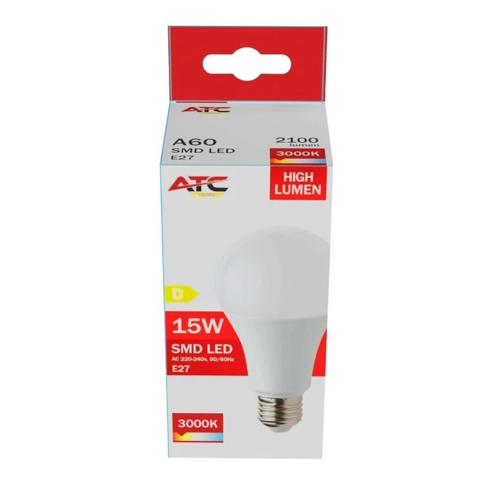 ATC LED Bulb SMD High Lumen A60 230V 15W 2100LM E27 3000K