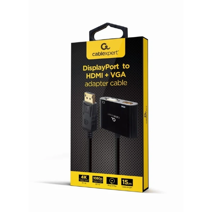 Αντάπτορας DisplayPort Cablexpert Male to HDMI FEMALE+VGA Black