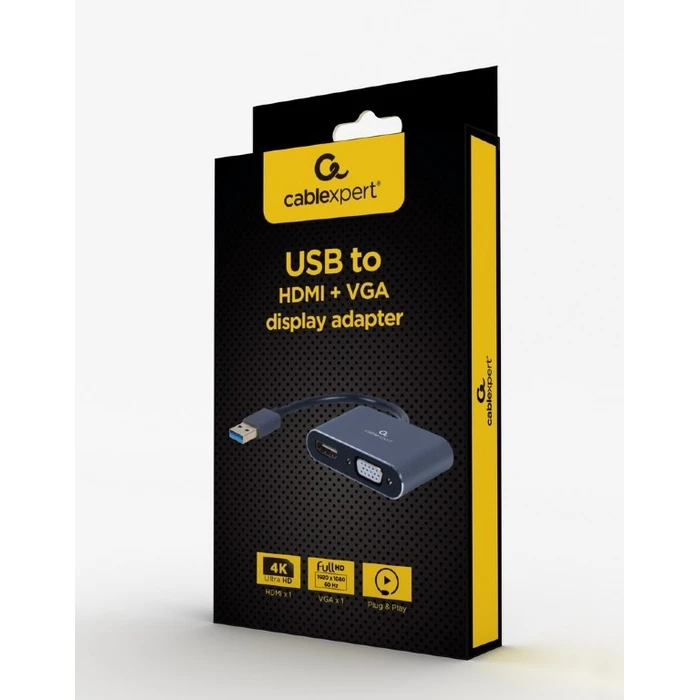 Αντάπτορας USB Cablexpert 4K to HDMI + VGA Display SPACE GREY