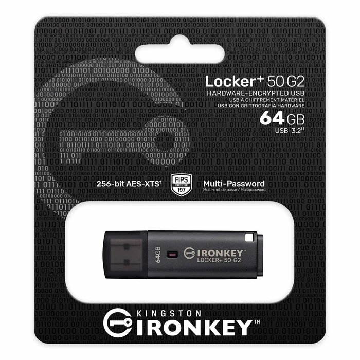 Kingston USB flash drive IronKey Locker Plus 50 G2 64 GB black