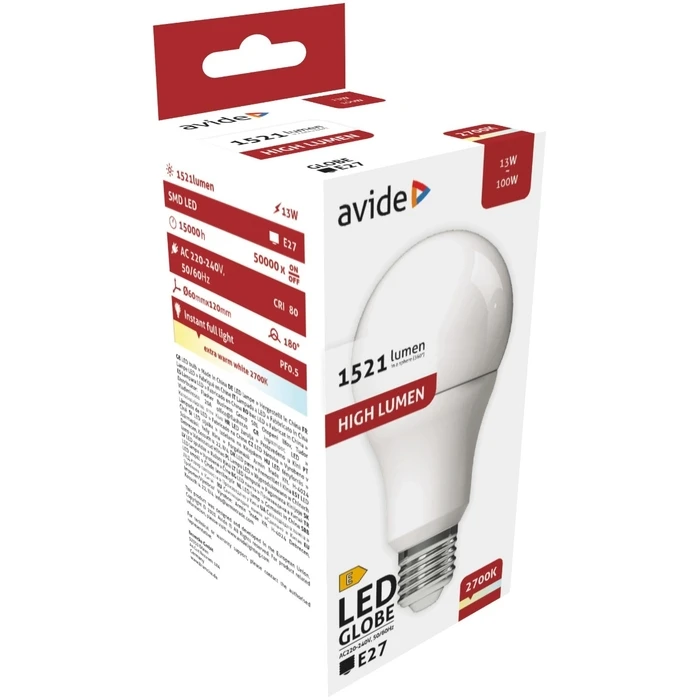Λάμπα LED Avide Κοινή A60 13W E27 Θερμό 2700K