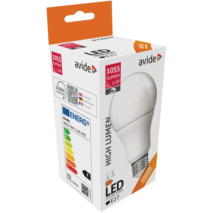 Λάμπα LED Avide Κοινή A60 11W E27 240° Λευκό 4000K Dimmable