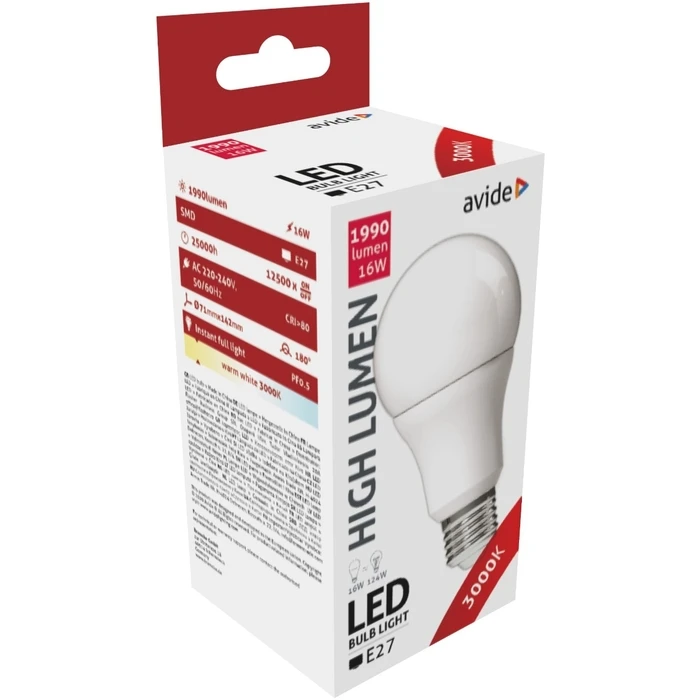 Λάμπα LED Avide Κοινή A70 16W E27 Θερμό 3000K Υψηλής Φωτεινότητας