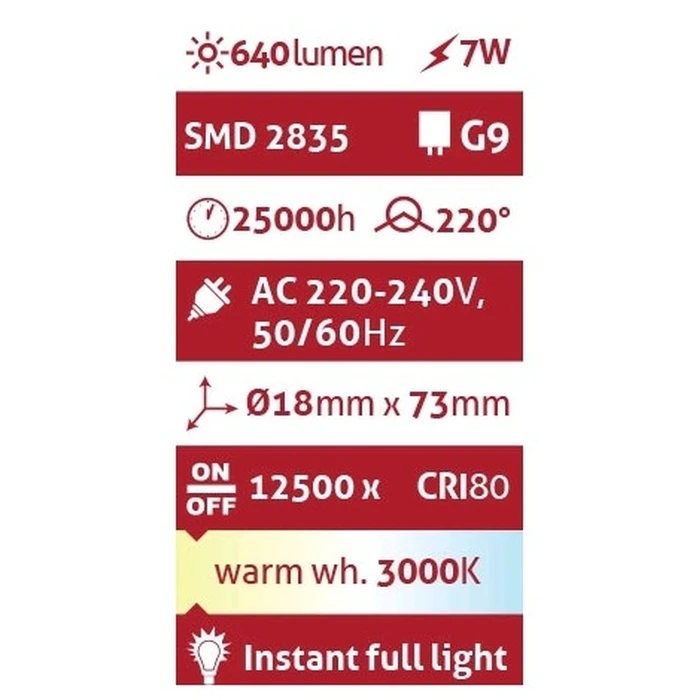 Λάμπες LED Avide G9 7W 220° Θερμό 3000K