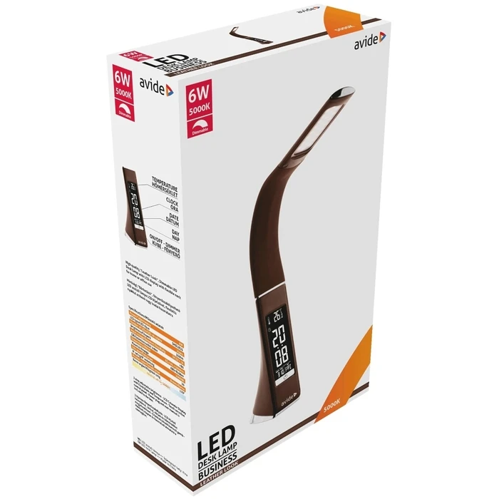 Φωτιστικό Γραφείου Avide LED δερμάτινο με ημερολόγιο 6W Καφέ