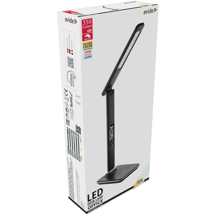 Φωτιστικό Γραφείου Avide LED Δερμάτινο με Ημερολόγιο Μαύρο 6W