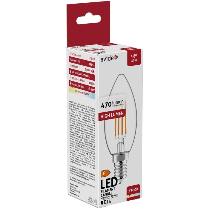 Λάμπα LED Avide Κερί 4.5W E14 Θερμό 2700K