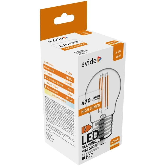 Λάμπα LED Avide Mini Globe 4.5W E27 NW 4000K