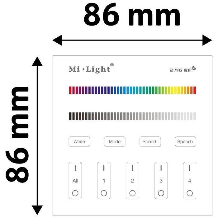 Ελεγκτή LED Avide 12V RGB+W 4 Ζωνών RF Χωνευτό /AC180-240V/ Αφής