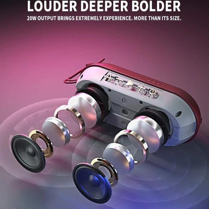 Φορητό Ηχείο Bluetooth Akai ABTSW-30R Κόκκινο αδιάβροχο με ύφασμα, AWS και handsfree-20W RMS