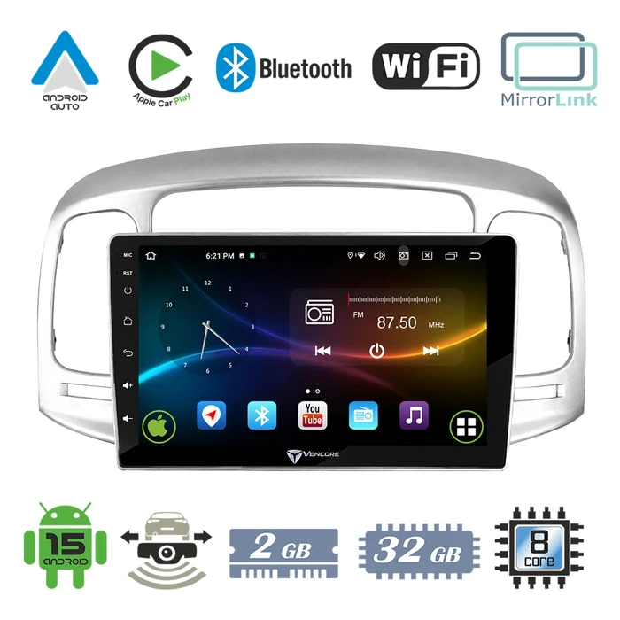 VenCore 3236-10007-0711S - Οθόνη Multimedia Android 15 9" για Hyundai Accent 2006-2011 (Ασημί)