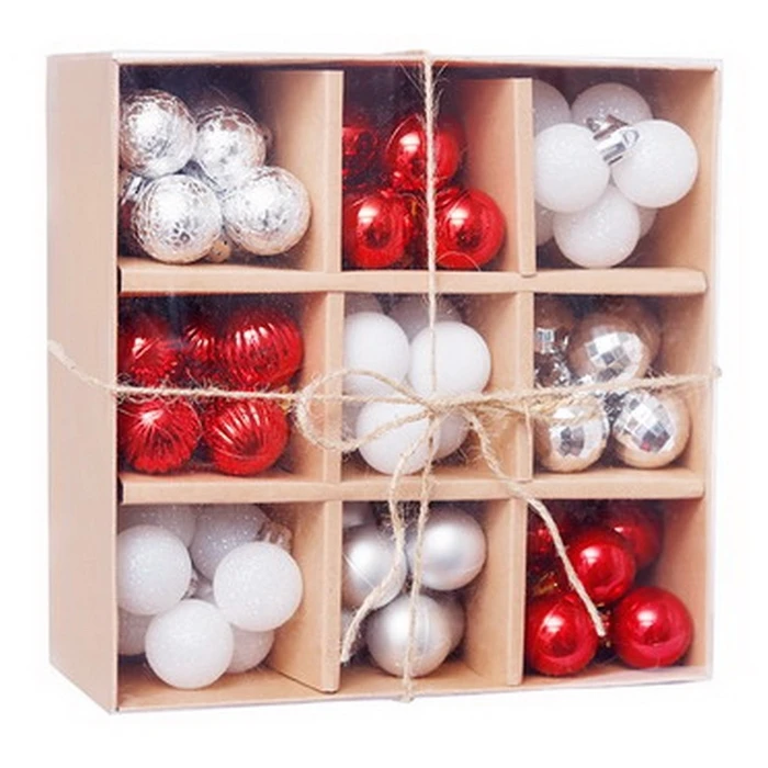 Χριστουγεννιάτικες Μπάλες Artezan 3cm Κόκκινο/Λευκό/Ασημί 99τμχ/Χαρτοκιβώτιο