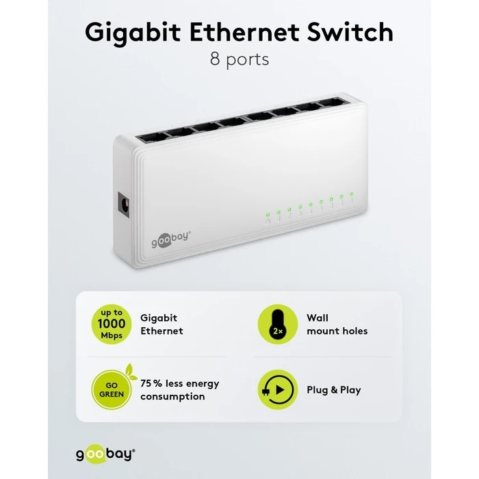 Goobay Gigabit Ethernet Switch 8 Θυρών 64564 Λευκό