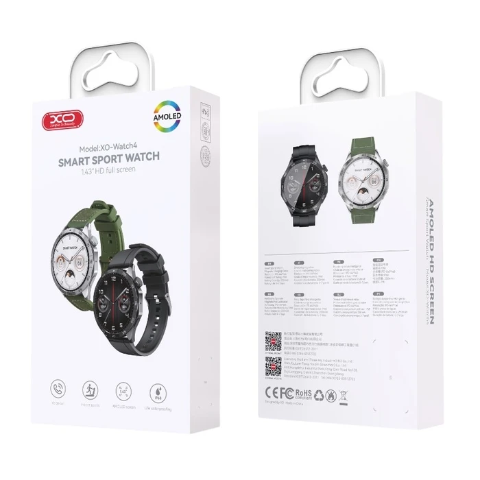 Smartwatch XO Watch4 AMOLED Αθλητικό Κλήσεων Μαύρο