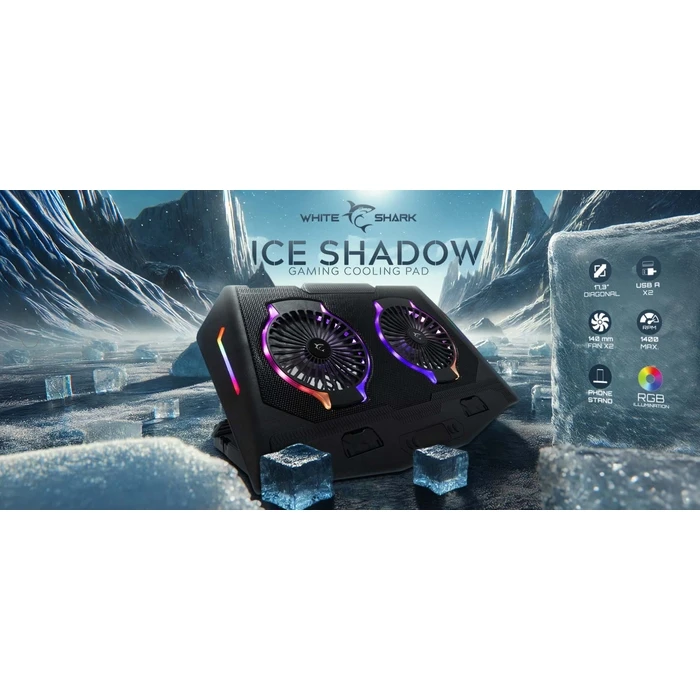 Laptop Cooler White Shark Gcp-10 2 Fans Rgb