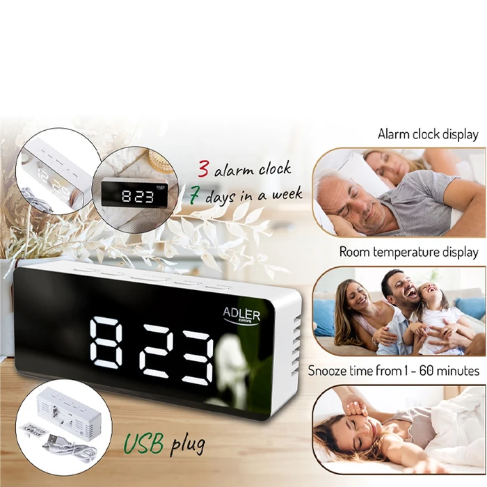 Ρολόι - Ξυπνητήρι Adler White