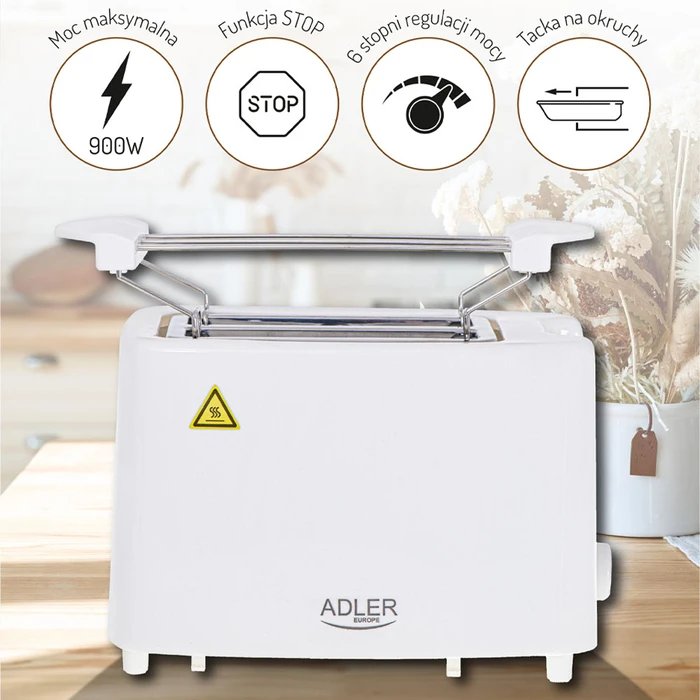 Φρυγανιέρα Adler 2 Slice 900w White