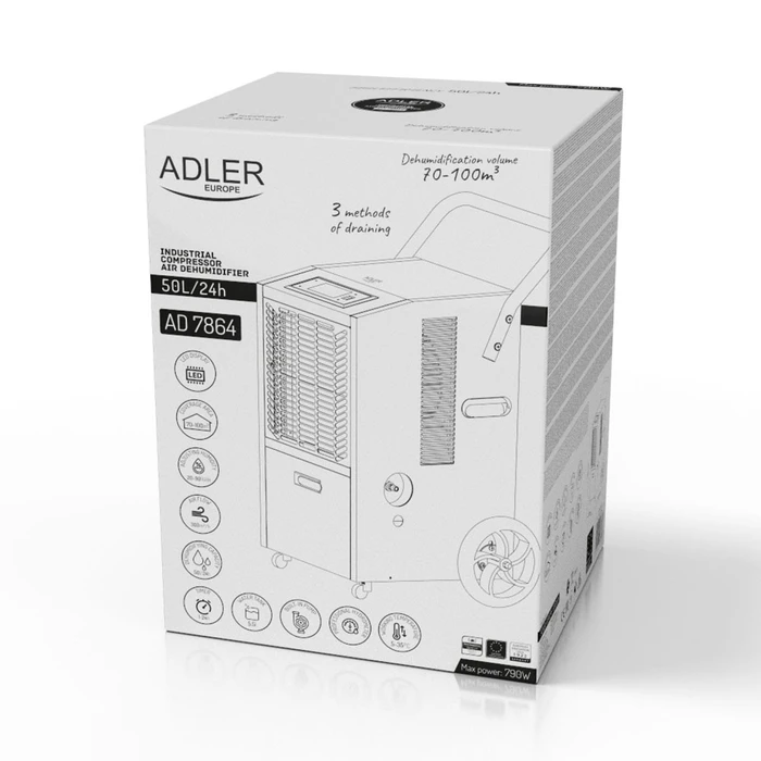 Βιομηχανικός Ηλεκτρικός Αφυγραντήρας Adler Industrial Compressor 50L Black-White