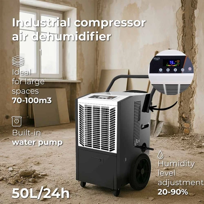Βιομηχανικός Ηλεκτρικός Αφυγραντήρας Adler Industrial Compressor 50L Black-White
