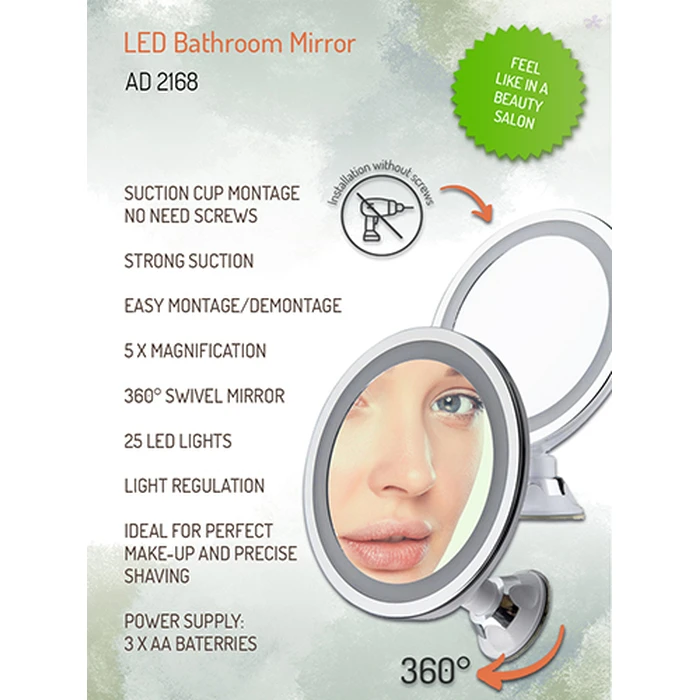 Καθρέπτης Μπάνιου Adler With LED από Μέταλλο 20x20cm Ασημί