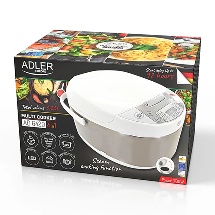 Βραστήρας Ρυζιού Adler 6-In-1 Multi-Cooker 3.25l 700w White/Silver 