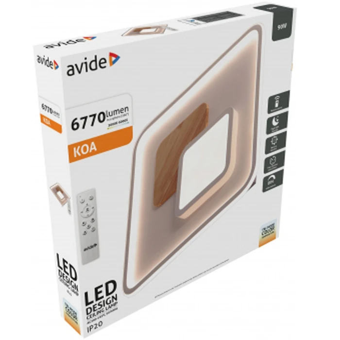 Πλαφονιέρα Οροφής Avide Μοντέρνα Oyster Koa 90W με RF χειριστήριο