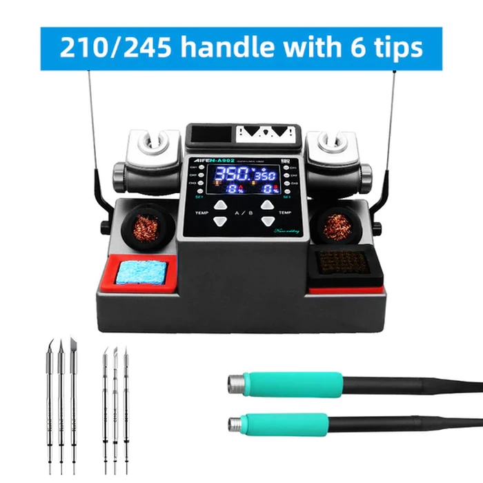 Aifen Ψηφιακός Σταθμός Συγκόλλησης A902, 2x Κολλητήρια, 350w, 110-450 °C