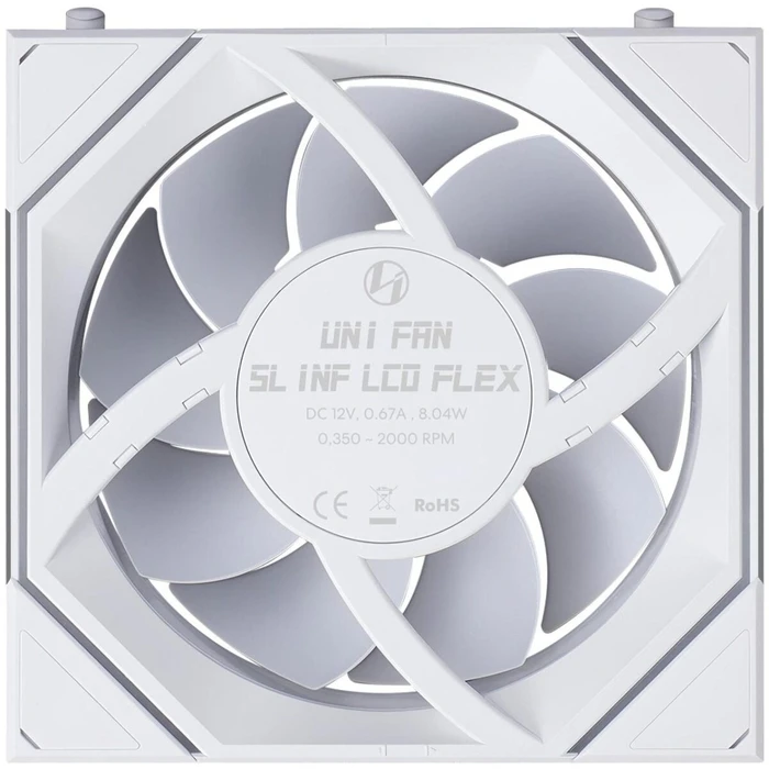 LIAN LI UNI FAN SL-INF LCD FLEX - White - Wireless 120mm 3-Pack Without Controller