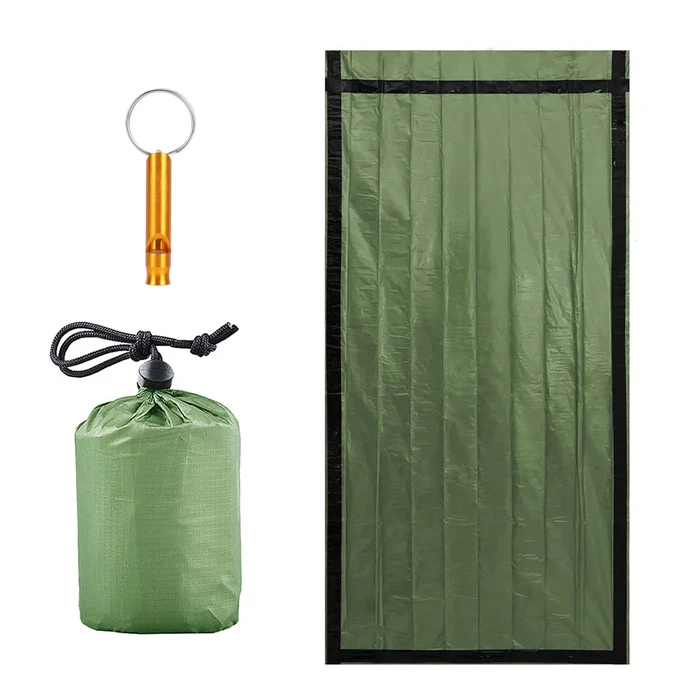 Θερμική Κουβέρτα Επιβίωσης Ag404D με Σφυρίχτρα, 90X200cm, Πράσινη