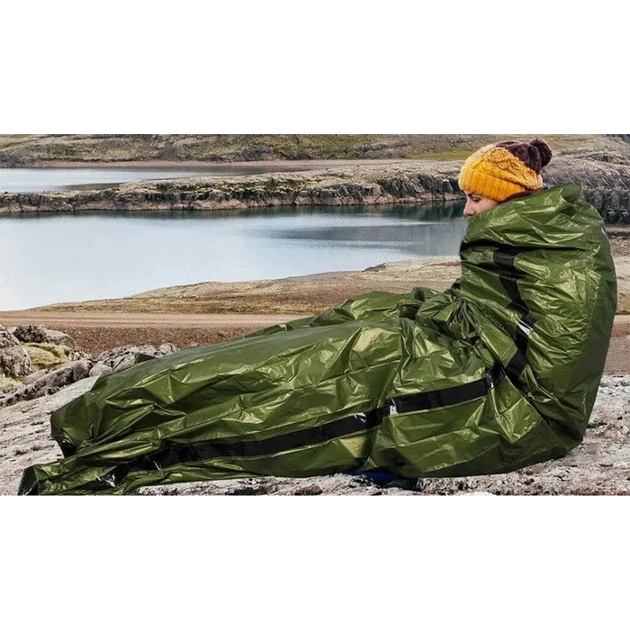 Θερμική Κουβέρτα Επιβίωσης Ag404D με Σφυρίχτρα, 90X200cm, Πράσινη