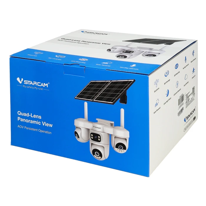 VSTARCAM AG623FR Smart Solar IP Camera – 4-Lens 3MP, 4G, PTZ, 12000mAh, IP66