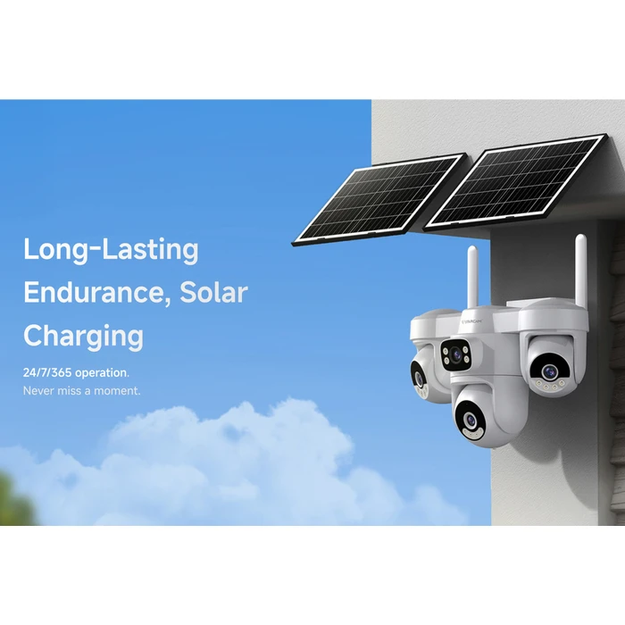 VSTARCAM AG623FR Smart Solar IP Camera – 4-Lens 3MP, 4G, PTZ, 12000mAh, IP66