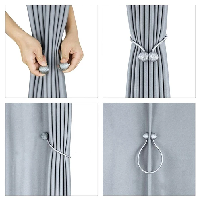 Αμπράζ Μαγνητική Δέστρα Ag701 για Κουρτίνες, 47Cm, Γκρι, 2Τμχ