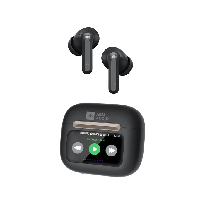 AGM True Wireless Earbuds Buds 9 Black Bluetooth 5.4 with ANC up to -25dB and Smart Touch Case IPX4
