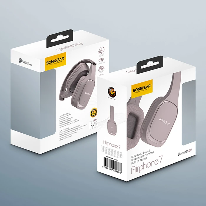Sonic Gear Airphone 7 Wireless/Wired Over‑Ear Headphones Mauve