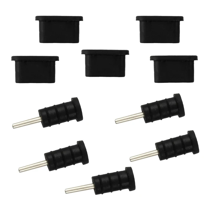Σετ Καλύμματα Προστασίας Aptel για θύρα USB-C & 3.5mm AK327, Μαύρο, 10τμχ